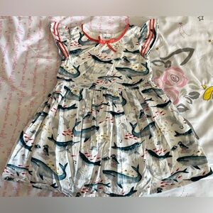 3T, Whale Print Dress with Red Accents